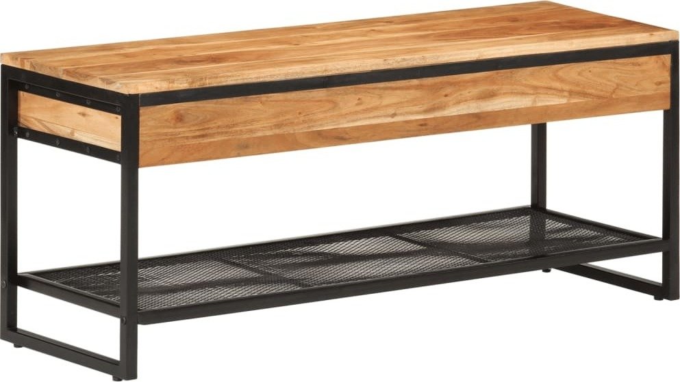 Ławka na buty 110x35x45 cm lite drewno akacjowe i żelazo