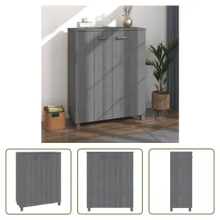 The Living Store Szafka na buty HAMAR ciemnoszara 85x40x108 cm lite drewno sosnowe - Szafki na buty The Living Store Szafka na buty HAMAR ciemnoszara 85x40x108 cm lite drewno sosnowe - Szafki na buty - miniaturka - grafika 1