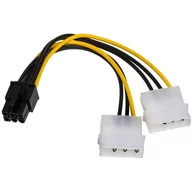 Kable komputerowe i do monitorów - Molex Kabel zasilający Akyga AK-CA-13 ( 2X PCI-E 6-pin F-M PVC 0,15m czarno-żółty ) KABAKGZAW0006 [5273289] - miniaturka - grafika 1