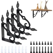 Zawiasy, okucia i inne akcesoria - Zestaw 4 uchwytów ściennych na półki, 19 x 14 cm, do garażu, kuchni, sypialni (czarny), uchwyty na półki - miniaturka - grafika 1