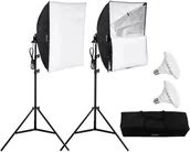 Lampy studyjne - Zestaw 2 x lampa studyjna led 30W + softbox 60x60cm + statyw + futerał - miniaturka - grafika 1