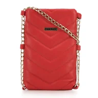 Torebki damskie - Minitorebka z pikowanej ekoskóry prostokątna na łańcuszku czerwona - miniaturka - grafika 1