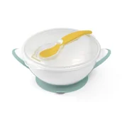 Sztućce dla dzieci - Babyono Miseczka z przyssawką i łyżeczką biała - miniaturka - grafika 1