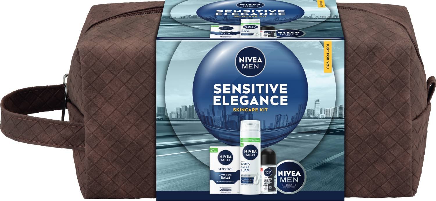 Nivea Zestaw Sensitive Elegance: Deo AP 50 ml + Krem uniw. 75 ml + Pianka + Balsam A/S