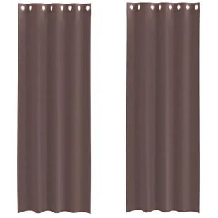 vidaXL Zasłony woalowe z przelotkami 2 szt. Brązowe 140x300 cm - Zasłony - miniaturka - grafika 1