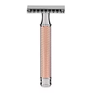 Maszynki do golenia i wkłady - M MÜHLE Młynek  klasyczny maszynka do golenia  grzebień  otwarty uchwyt czerwony pozłacany/chromowany/drobne ziselierung R41RG - miniaturka - grafika 1