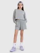 Spodnie i spodenki dla dziewczynek - 4F Spodenki dresowe dziewczęce - szare 122 (6-7 lat) - miniaturka - grafika 1