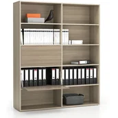 Regały biurowe - B2B Partner Regał biurowy szeroki LAYERS, 2 schowki, 1582 x 400 x 1905, dąb naturalny / dąb bejcowany 611495 - miniaturka - grafika 1