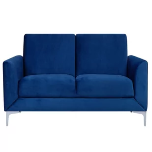 Beliani Sofa dwuosobowa welur ciemnoniebieska FENES - Sofy i kanapy - miniaturka - grafika 1