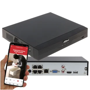 Rejestrator POE Dahua NVR4104HS-P-EI na 4 kamery IP do 16 Mpx Analityka AI SMD+ WizSense - Rejestratory do monitoringu - miniaturka - grafika 1