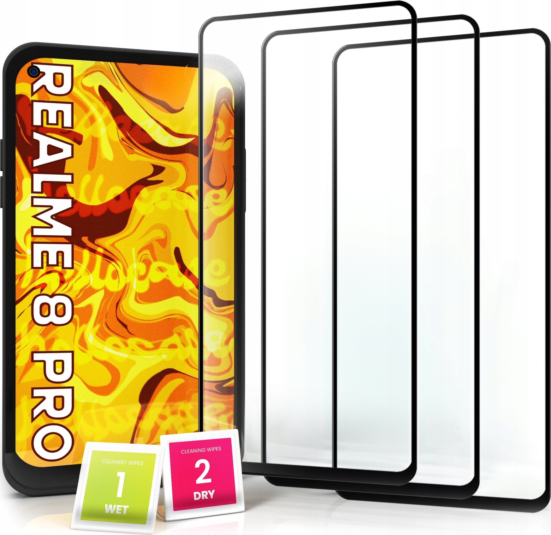 Hello Case 3-pak SZKŁO HARTOWANE DO Realme 8 PRO na cały ekran 9H ochronne 5D