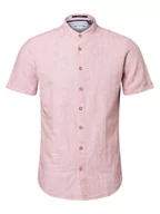Koszule męskie - No Excess - Męska koszula z dodatkiem lnu, różowy - miniaturka - grafika 1