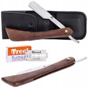 Brzytwy fryzjerskie - Brzytwa fryzjerska barberska do golenia cieniowania trymer uniwersalny na żyletki brązowa - miniaturka - grafika 1