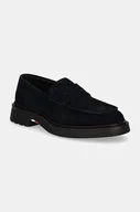 Mokasyny męskie - Tommy Hilfiger mokasyny zamszowe HILFIGER COMFORT LWT SDE LOAFER męskie kolor granatowy FM0FM05263 - miniaturka - grafika 1