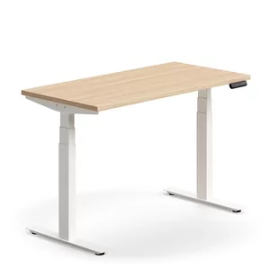 Biurko z regulacją wysokości QBUS, proste, 1200x600 mm, biała rama, dąb - Biurka - miniaturka - grafika 1