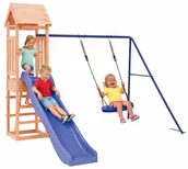 Place zabaw - Ogrodowy plac zabaw z huśtawką i zjeżdżalnią W7-C24 - miniaturka - grafika 1