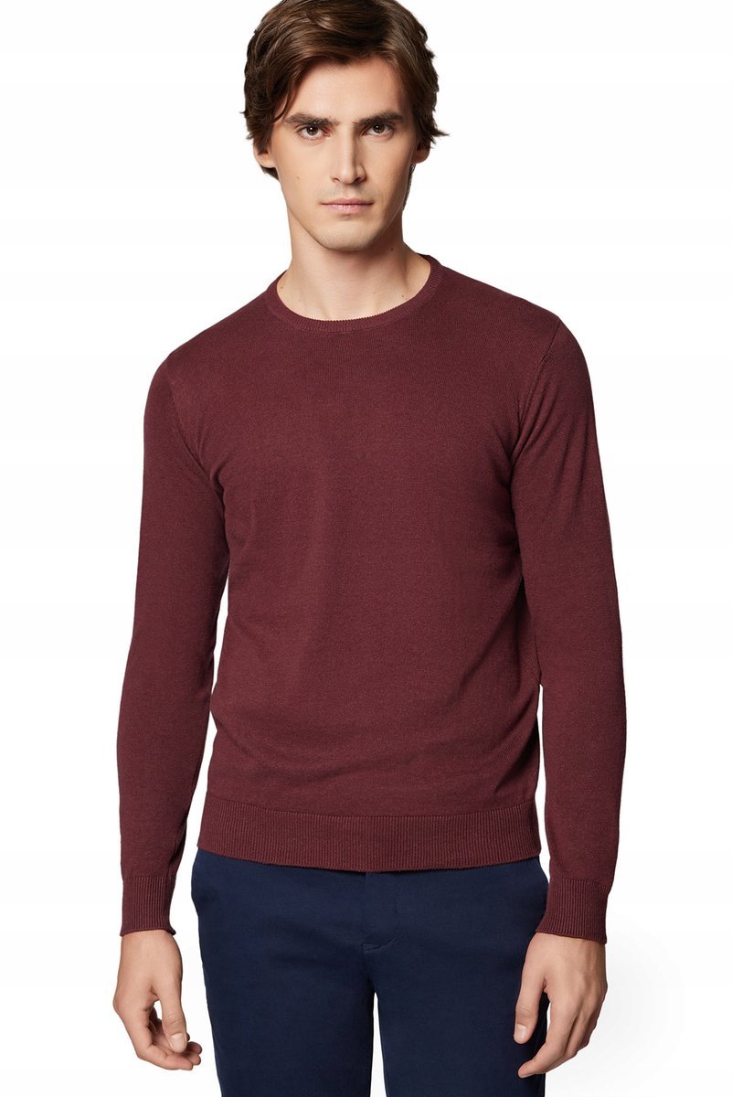 Sweter Męski Bordowy Bawełniany O-neck Próchnik PM8 2XL