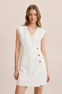 Sukienki - Mango sukienka Yess2 kolor biały mini prosta - grafika 1