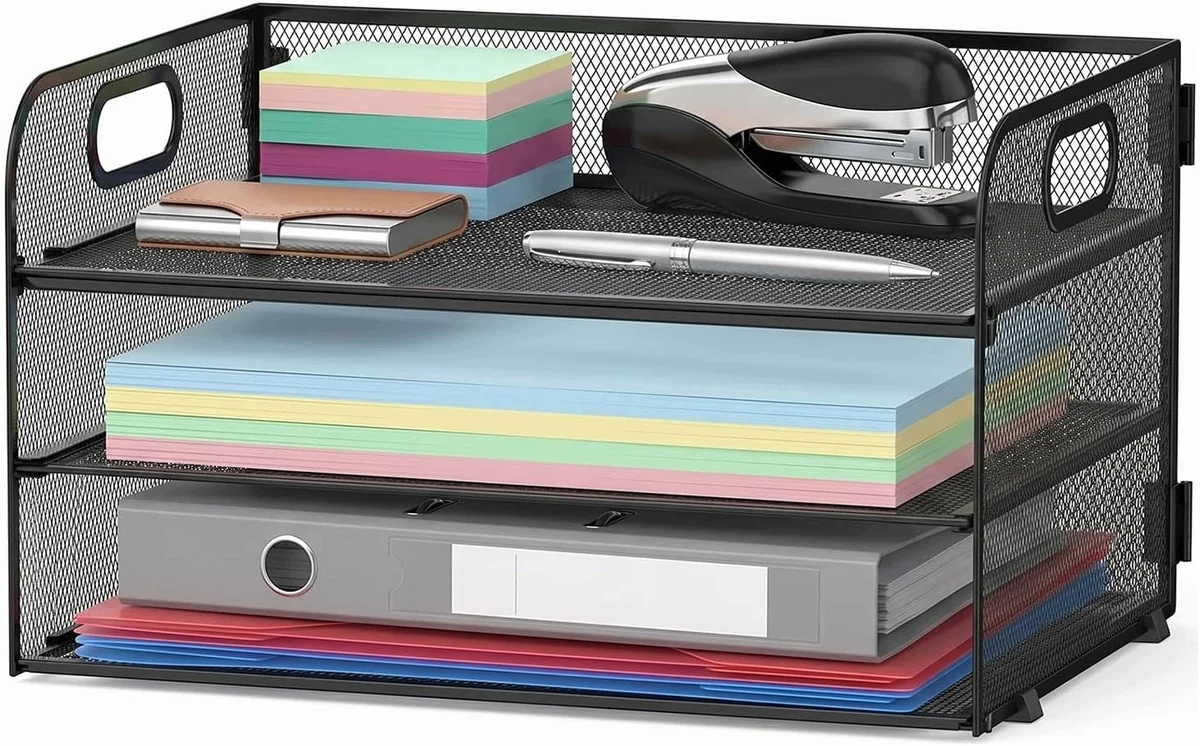 PÓŁKA NA DOKUMENTY 3 POZIOMY A4 ORGANIZER BIUROWY METALOWY 17X25X12CM