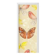 Naklejki na ścianę - Naklejka na drzwi HOMEPRINT Motyle na żółtym tle 75x205 cm - miniaturka - grafika 1