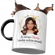 Kubki - Kubek Czarny Dla Olivii Koleżanki Żony na Prezent z Nadrukiem ze Zdjęciem + Opakowanie na prezent (wzór 04) - miniaturka - grafika 1