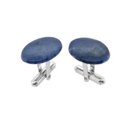 Spinki do mankietów i krawatów - Srebrne spinki do mankietów Dumortieryt owalny (S1284) Srebro [925] - miniaturka - grafika 1