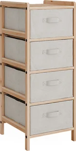 Vicco Szafka łazienkowa Bruno, 34.5 x 86 cm z 4 szufladami z tkaniny, Beżowy/Drewno - Szafki łazienkowe - miniaturka - grafika 1