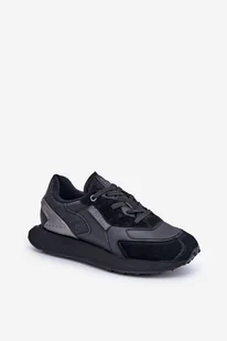 Skórzane Sneakersy Męskie Big Star OO174297 Hi-Poly System Czarne -45 - Sneakersy męskie - miniaturka - grafika 1