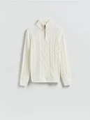 Swetry męskie - Reserved - Golf z warkoczowym splotem - złamana biel - miniaturka - grafika 1