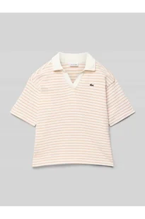 Koszulka polo z dekoltem w serek - Lacoste - Koszulki i topy damskie - miniaturka - grafika 1