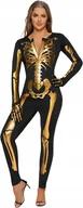 Stroje karnawałowe - KOSTIUM SZKIELET DLA KOBIET PRZEBRANIE NA HALLOWEEN ZŁOTY KOŚCIOTRUP XL - miniaturka - grafika 1