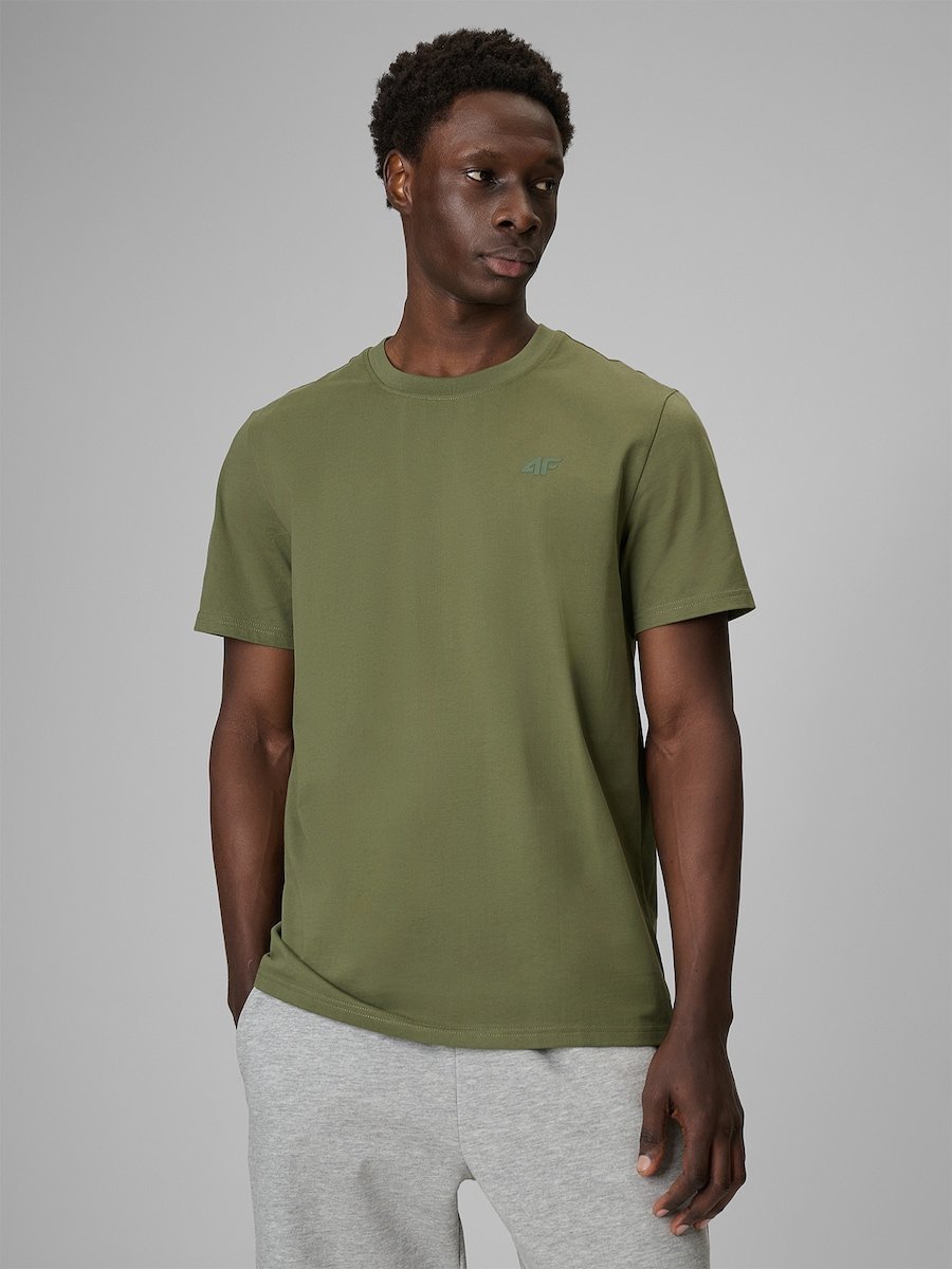 T-shirt regular gładki męski 4F 4FRSS26TTSHM4261-44S Zielony S