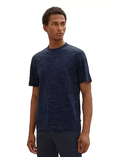 Koszulki męskie - TOM TAILOR Męski T-shirt w stylu spacedye, 32438-Navy Soft Spacedye, L - grafika 1