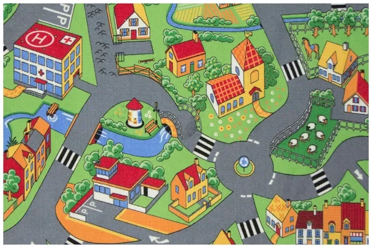 Dywan Do Pokoju Dziecka Chłopca Miasto Droga Filc Little Village 150x200 Cm