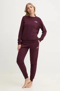 Tommy Hilfiger spodnie lounge kolor bordowy gładkie UW0UW04522 - Spodnie damskie - miniaturka - grafika 1