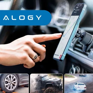 Uchwyt do samochodu Alogy samochodowy magnetyczny do MagSafe do iPhone 14 13 12 do kratki czarny - Akcesoria do nawigacji - miniaturka - grafika 7