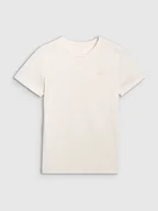 Koszulki sportowe damskie - 4F Koszulka sportowa w kolorze kremowym - miniaturka - grafika 1