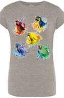 Koszulki i topy damskie - Damski Modny T-shirt Papugi Kolorowe Lato Rozm.XXL - miniaturka - grafika 1