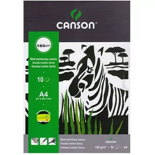Canson Blok techniczny A4 czarny 160g zebra 400075233 - Szkolne artykuły papiernicze - miniaturka - grafika 1