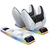 Akcesoria do Playstation - Stacja dokująca DOBE TP5-3597 RGB Biały - miniaturka - grafika 1