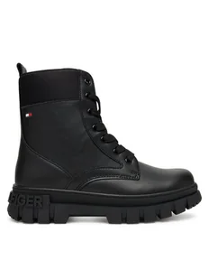 Tommy Hilfiger Trapery Lace-Up Bootie T3A5-34046-1695 D Czarny - Buty dla chłopców - miniaturka - grafika 1