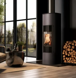 Kratki Piec wolnostojący stalowy KOZA AB ENYO R Wysoka 5,5 kW Ø 100/150 - Piece wolnostojące - miniaturka - grafika 1