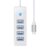 Huby USB - Adapter Hub USB-C do 4x USB 3.0 Orico, 5 Gbps, 0.15m (biały) - miniaturka - grafika 1