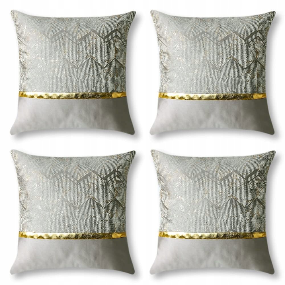JOTOM Poszewki Dekoracyjne Złote Nowoczesne 45x45cm 4szt Szare