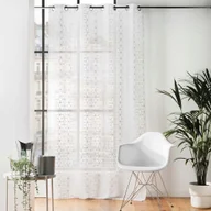 Firany - FIRANA GOTOWA NA PRZELOTKACH DO SALONU SREBRNY WZÓR FIRANKA WOAL 140x240 - miniaturka - grafika 1