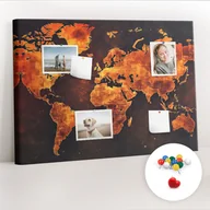 Tablice i flipcharty - Organizer, Tablica korkowa 100x70 cm + Kolorowe Pinezki - Mapa świata - miniaturka - grafika 1