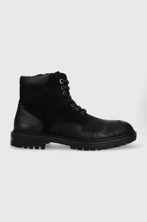 Botki męskie - Pepe Jeans buty skórzane Ned Boot Antic męskie kolor czarny - grafika 1