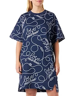 Love Moschino Damska sukienka z krótkim rękawem, komfortowa sukienka, niebieska, 18, NIEBIESKI, 70 - Sukienki - miniaturka - grafika 1