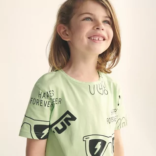 Koszulki dla chłopców - Reserved Reserved - Bawełniany t-shirt z nadrukiem - Zielony - grafika 1