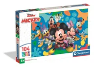 Puzzle - Clementoni, puzzle 104 super kolor mickey and friends 25053 - miniaturka - grafika 1